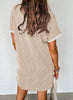 Apricot Twisted Ribbed Color Block Trim T Shirt Shift Dress