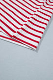 Red Stripe Scallop Trim Casual Top 2pcs Short Set