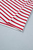 Red Stripe Scallop Trim Casual Top 2pcs Short Set