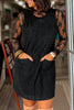 Black Corduroy Exposed Seam Sleeveless Mini Dress