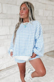 Pink Plaid Baggy Pullover Drawstring Casual Shorts 2pcs Outfit