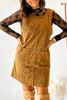 Black Corduroy Exposed Seam Sleeveless Mini Dress