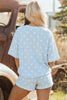 White Polka Dot Short Sleeve Loose Top Drawstring Shorts Set