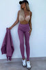 Black Solid Color Oversize Slit Sweatshirt Ribbed Leggings 2pcs Set