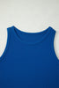 Dark Blue Ribbed Slim Tank Pocketed Wide Leg Shorts Set