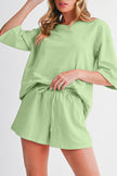 Bonbon Loose V Neck Tee and Drawstring Shorts Set
