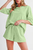 Bonbon Loose V Neck Tee and Drawstring Shorts Set