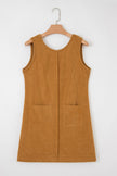 Black Corduroy Exposed Seam Sleeveless Mini Dress