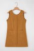 Black Corduroy Exposed Seam Sleeveless Mini Dress