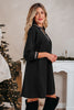 Black Contrast Trim V Neck Bracelet Sleeve Shift Mini Dress