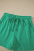 Sea Green Solid Color Loose Tee Drawstring Shorts 2pcs Outfit