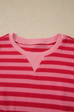 Pink Stripe Puff Short Sleeve T Shirt Matching Shorts Set