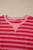 Pink Stripe Puff Short Sleeve T Shirt Matching Shorts Set