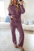 Pink Stripe Casual Long Sleeve Top Drawstring Pant Set