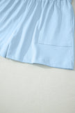 Beige Stitched Detail Loose Tank Top Cotton 2pcs Short Set