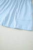 Beige Stitched Detail Loose Tank Top Cotton 2pcs Short Set