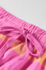 Pink Stripe Long Sleeve Casual Top Drawstring Shorts 2pcs Set