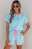 Pink Polka Dot Contrast Edge Casual Short Set