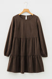 Mist Green Lantern Sleeve Tiered Mini Dress