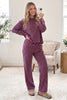 Pink Stripe Casual Long Sleeve Top Drawstring Pant Set