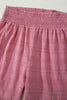 Fiery Red Textured Square Neck Top and Shirred High Waist Shorts Set
