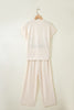 Beige Texture Loose Short Sleeve Top and Cropped Pant Set
