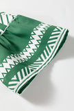 Green Boho Ethnic Print Half Button 3/4 Sleeve Casual Dress
