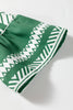 Green Boho Ethnic Print Half Button 3/4 Sleeve Casual Dress