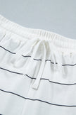 Black Stripe Half Sleeve Tee Drawstring Shorts 2pcs Set