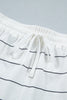 Black Stripe Half Sleeve Tee Drawstring Shorts 2pcs Set