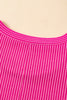 Rose Red Plain Crinkle Rib Flutter Sleeve Mini Dress