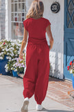 Beau Blue Solid Color Cropped Tank Top and Jogger Pants Set