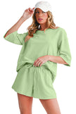 Bonbon Loose V Neck Tee and Drawstring Shorts Set