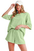 Bonbon Loose V Neck Tee and Drawstring Shorts Set