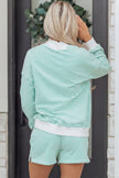 Pink Stripe Oversize Mock Neck Sweatshirt and Shorts Set