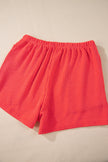 Chestnut Corded Long Sleeve Top and High Waist Shorts Set
