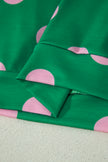 Pink Polka Dot Print V Neck Tee Short Set