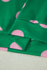 Pink Polka Dot Print V Neck Tee Short Set