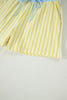 Yellow Stripe Colorblock Trim V Neck Tee Drawstring Elastic Waist Short Set