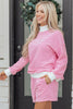Pink Stripe Oversize Mock Neck Sweatshirt and Shorts Set