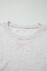 Light Grey Bow Embroidery Long Sleeve Pullover and High Waist Shorts Set