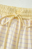 Yellow Stripe Relaxed Tee Drawstring Shorts 2pcs Outfit