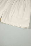Beige Stitched Detail Loose Tank Top Cotton 2pcs Short Set
