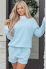 Pink Stripe Oversize Mock Neck Sweatshirt and Shorts Set