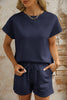 Red Dahlia Textured Short Sleeve Top and Shorts Set