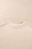Chestnut Corded Long Sleeve Top and High Waist Shorts Set