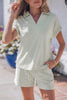 Sky Blue Striped Dolman Sleeve Pullover and Drawstring Shorts Set