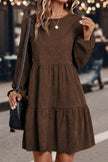 Mist Green Lantern Sleeve Tiered Mini Dress