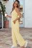Yellow Cream Slim Ribbed Tank Top and Sweatpants Set