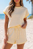 Yellow Stripe Relaxed Tee Drawstring Shorts 2pcs Outfit